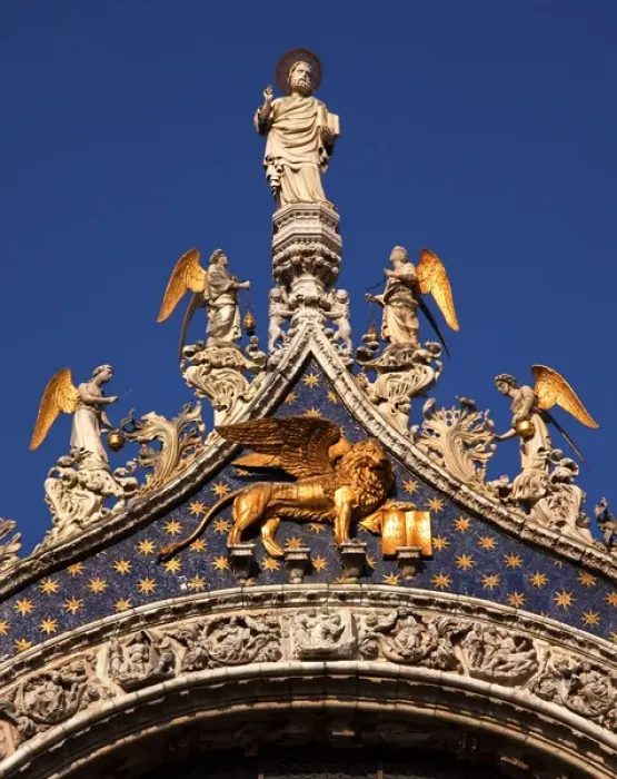 Framed Print : Saint Marks Basilica, Cathedral, Church Mark Many Angels Statue Venice Italy
