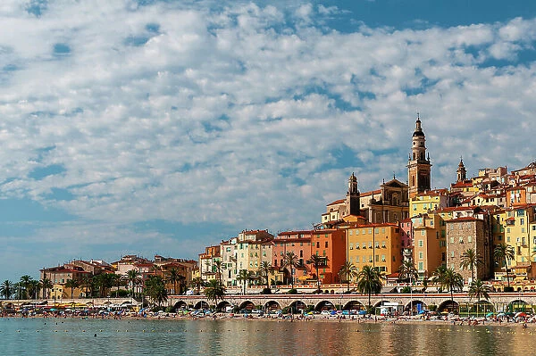 Saint Michel Church and the old town of Menton, Provence Alpes Cote d'Azur, France