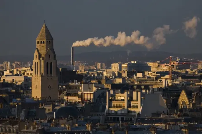 Framed Print : Saint Pierre de Chaillot church, smokestack on skyline of Paris, France Framed Print : Saint Pierre de Chaillot church, smokestack on skyline of Paris, France