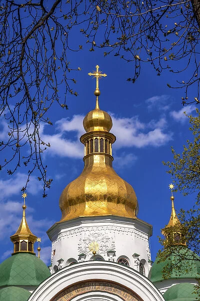 Saint Sophia Sofia Cathedral Spires Towe Golden Dome Sofiyskaya Square Kiev Ukraine