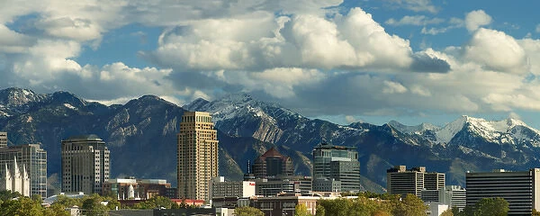 Salt Lake City with Wasatch Front in Background, Utah