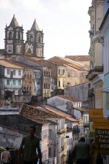 Framed Print : Salvador, Brazil. The old city center of Salvador, Pelhourino; has been rennovated
