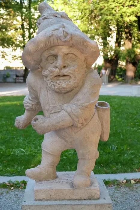 Framed Print : Salzburg, Austria. Oldest dwarf garden. Built around 1695. These strange dwarfs are considered marble masterpieces