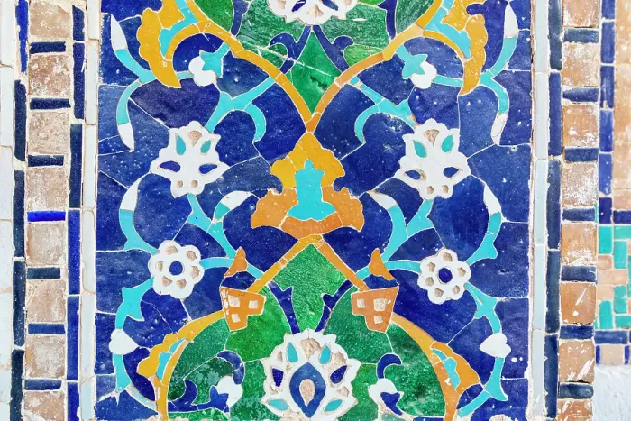 Framed Print : Samarkand, Uzbekistan, Central Asia. Decorative tile work on a building in the Registan Framed Print : Samarkand, Uzbekistan, Central Asia. Decorative tile work on a building in the Registan