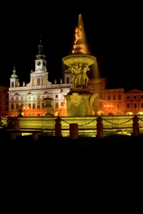 Framed Print : Samson fountain and Town Hall, Czech Republic, Ceske Budejovice Framed Print : Samson fountain and Town Hall, Czech Republic, Ceske Budejovice