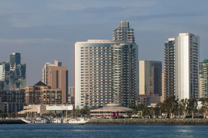 Framed Print : The San Diego skyline and harbor, San Diego, California