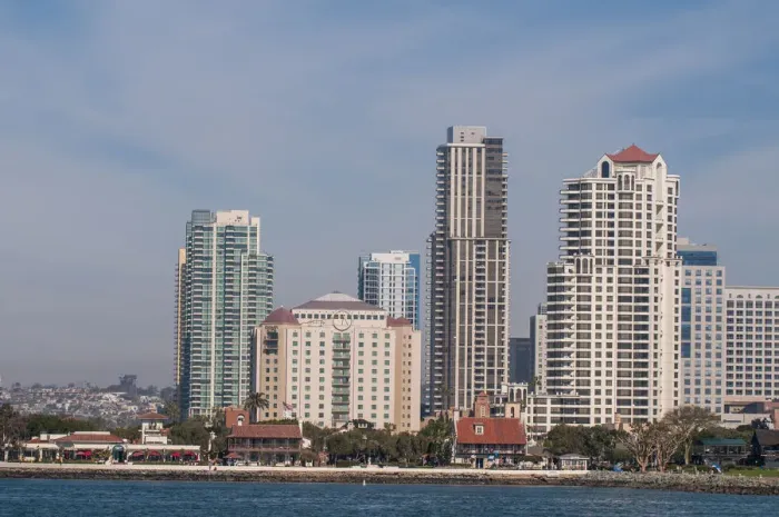 Framed Print : San Diego skyline and harbor, San Diego, California