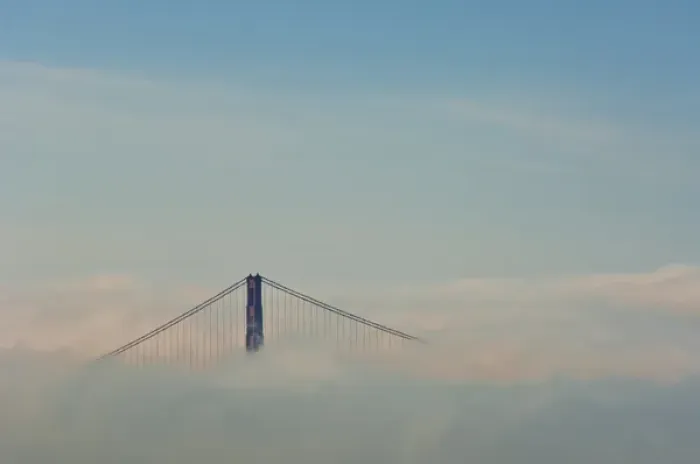 Framed Print : San Francisco, California. Golden Gate Bridge above fog bank Framed Print : San Francisco, California. Golden Gate Bridge above fog bank