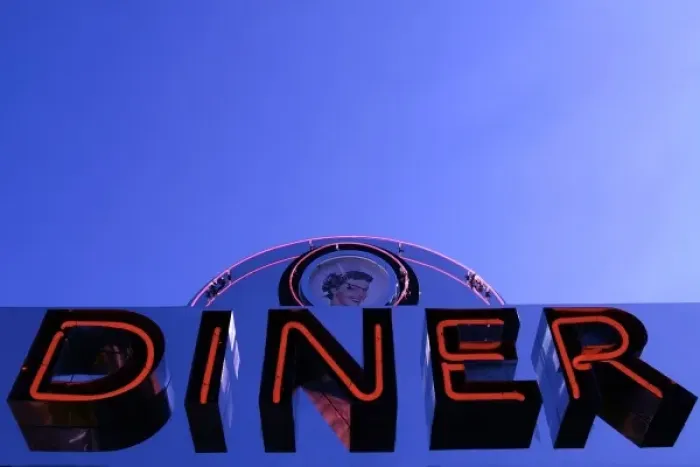 Framed Print : San Francisco, California, United States. Diner sign at Giradelli Square Framed Print : San Francisco, California, United States. Diner sign at Giradelli Square
