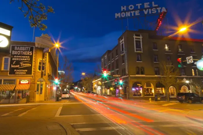 Framed Print : San Francisco Street at dusk in historic downtown Flagstaff, Arizona, USA Framed Print : San Francisco Street at dusk in historic downtown Flagstaff, Arizona, USA