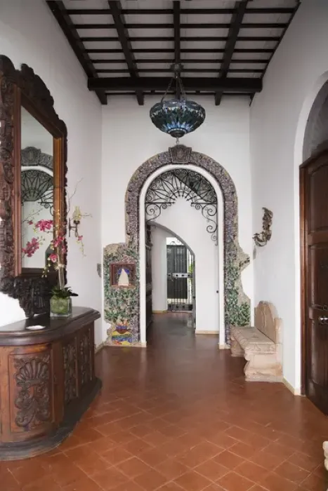 Framed Print : San Juan, Puerto Rico - The interior foyer of a home in the Spanish Colonial style