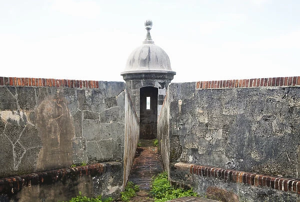San Juan, Puerto Rico - Stone walls lead to a narrow passage way going to a watchtower