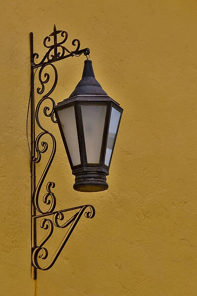 San Miguel De Allende, Mexico. Lantern and shadow on colorful buildings