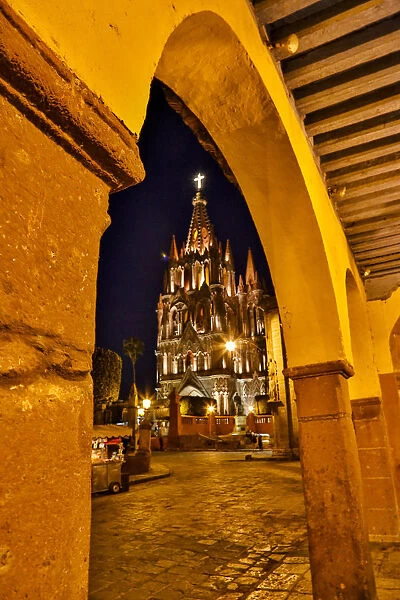 San Miguel De Allende, Mexico. Ornate Parroquia de San Miguel Archangel evening light