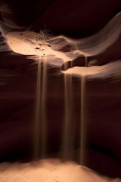 Sand flowing in Antelope Canyon, Arizona, USA