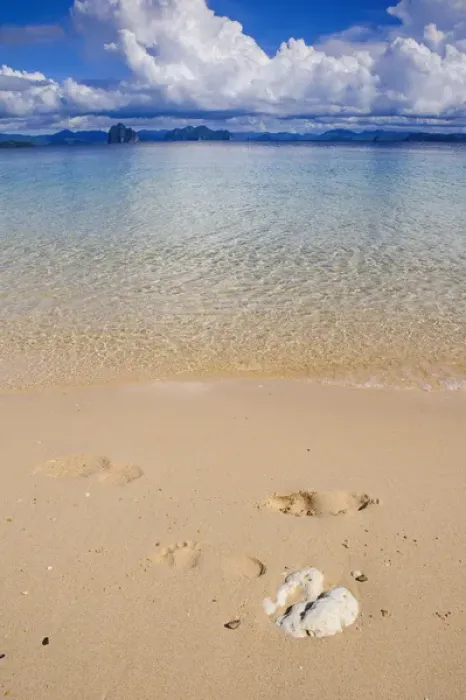 Framed Print : Sandy beach and clear waters in the Bacuit archipelago, Palawan, Philippines