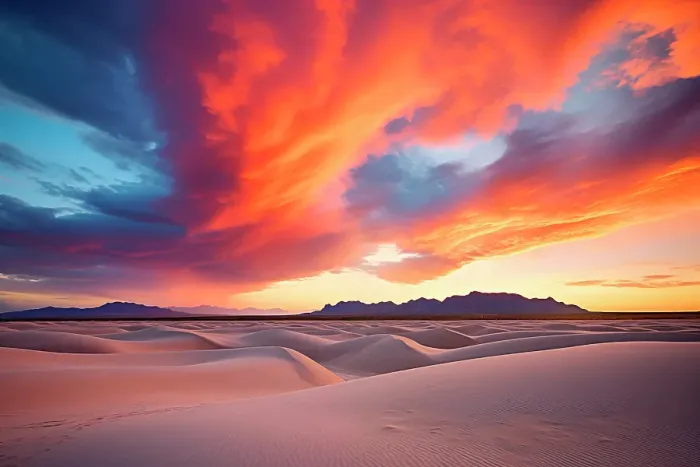 Framed Print : Sandy desert at sunset or sunrise. (AI Generated)