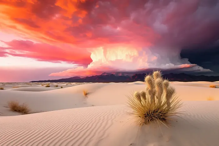 Framed Print : Sandy desert at sunset or sunrise. (AI Generated)