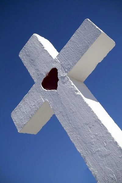 Santa Cruz, New Mexico, United States. White cross with heart