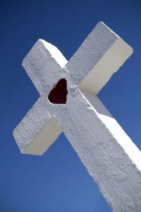 Framed Print : Santa Cruz, New Mexico, United States. White cross with heart Framed Print : Santa Cruz, New Mexico, United States. White cross with heart