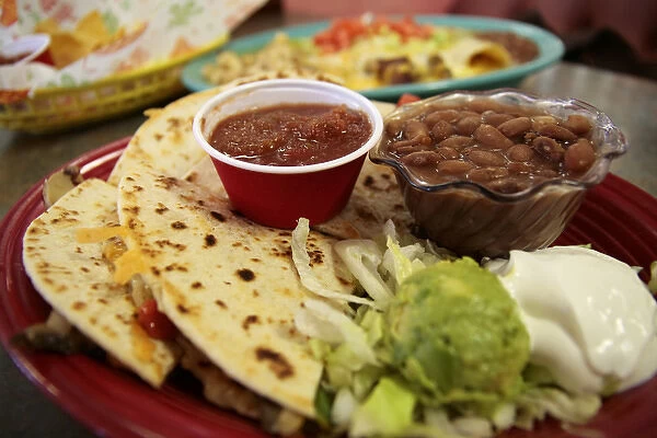Santa Fe, New Mexico, United States. Typical Southwestern food. Quesadillas with sides