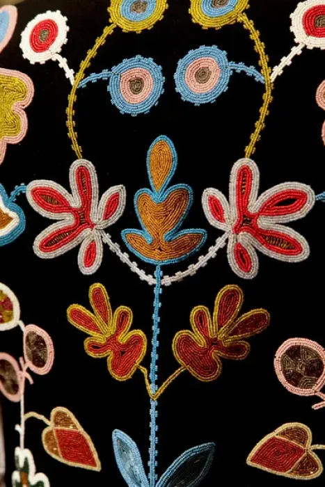 Framed Print : Santa Fe, New Mexico, United States. Indian Market, beaded textile