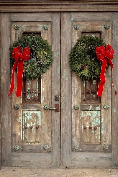 Santa Fe, New Mexico, United States. Antique door on Canyon road