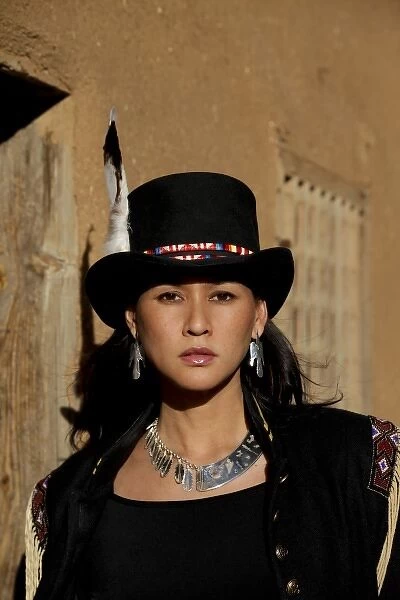 Santa Fe, New Mexico, USA. Native American actress and model, Tailinh Agoyo. (MR)