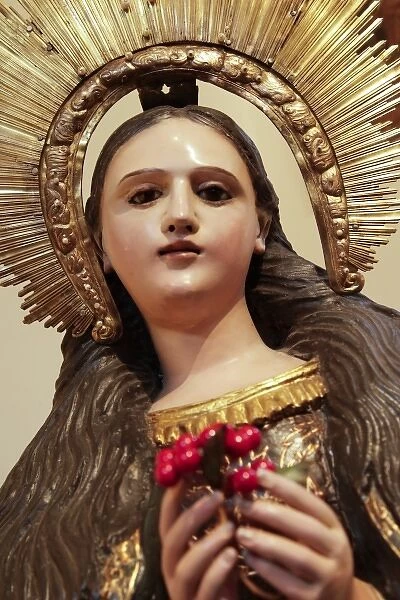 Santa Fe, New Mexico, USA. Statue of Guadalupe, Mexican 1700s