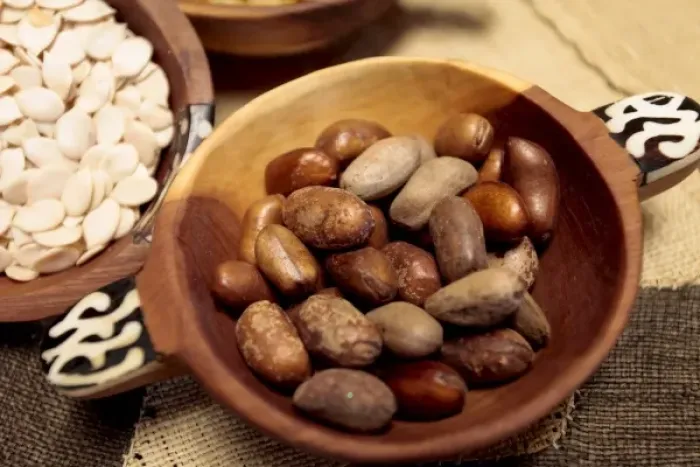 Framed Print : Santa Fe, New Mexico, USA. Traditional food from Cameroon. Beh Beh spice and lemon seeds