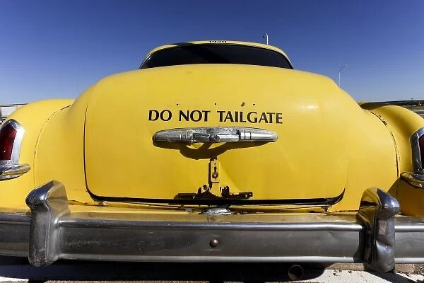 Santa Rosa, New Mexico, United States. Old Yello Cab taxi on Route 66