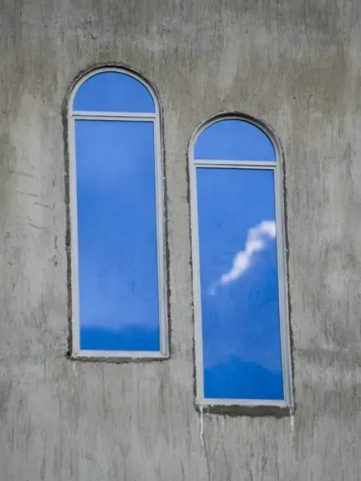 Framed Print : Santiago Atitlan, Guatemala Clouds reflected in mirrored windows