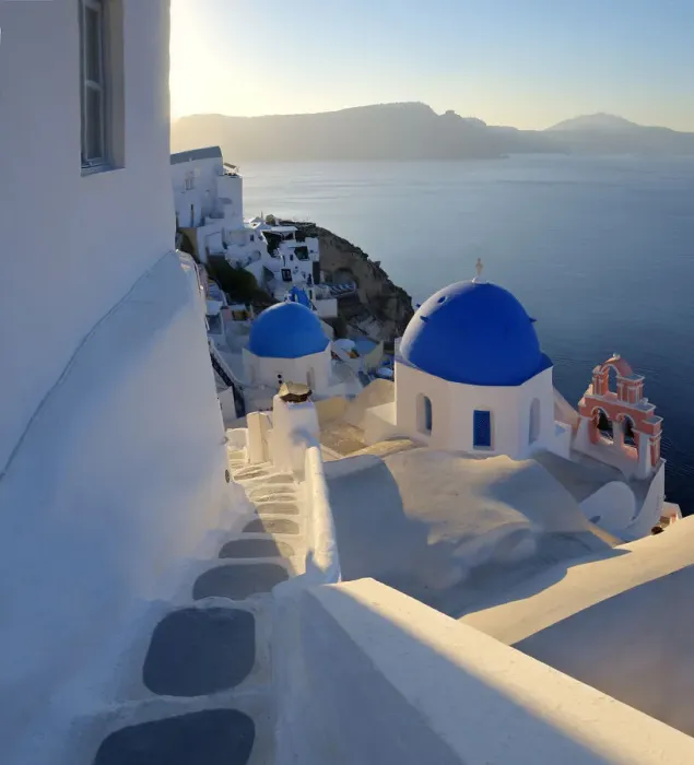 Framed Print : Santorini, Greece on the Mediterranean Sea