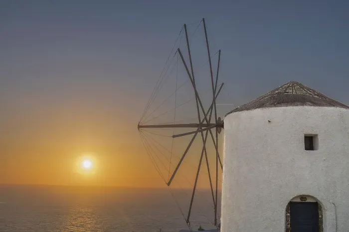Framed Print : Santorini Windmill Sunset, Greece Framed Print : Santorini Windmill Sunset, Greece