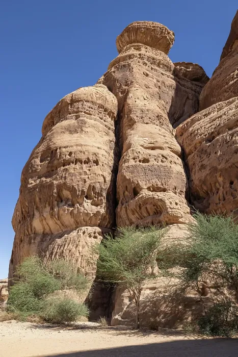 Framed Print : Saudi Arabia, Medina, Al-Ula, Hegra. Desert rock formations at the Hegra Archaeological Area