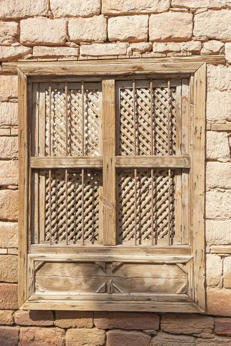 Framed Print : Saudi Arabia, Medina. Barred and shuttered wooden window in old town Al-Ula Framed Print : Saudi Arabia, Medina. Barred and shuttered wooden window in old town Al-Ula
