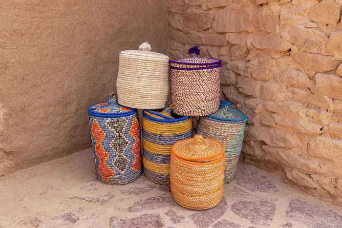 Framed Print : Saudi Arabia, Medina. Colorful baskets in old town Al-Ula Framed Print : Saudi Arabia, Medina. Colorful baskets in old town Al-Ula