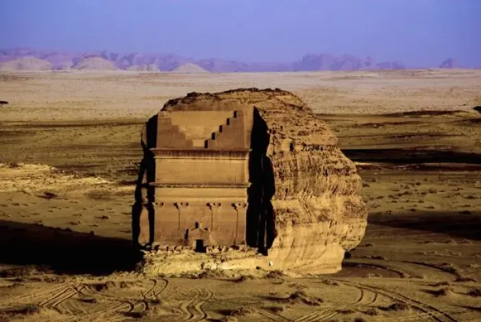 Framed Print : Saudi Arabia, site of Madain Saleh, ancient Hegra, Qasr Farid tomb
