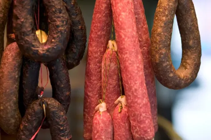 Framed Print : sausages, Lubeck_germany Framed Print : sausages, Lubeck_germany