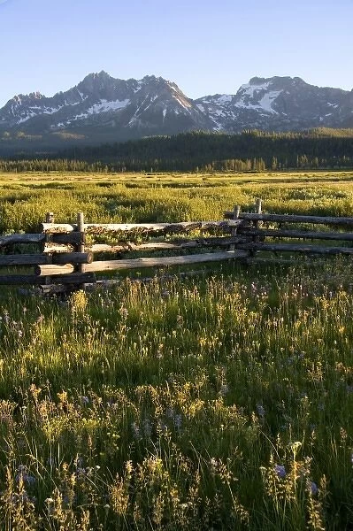 The Sawtooth Mountains at dusk in the Stanley Basin, Idaho