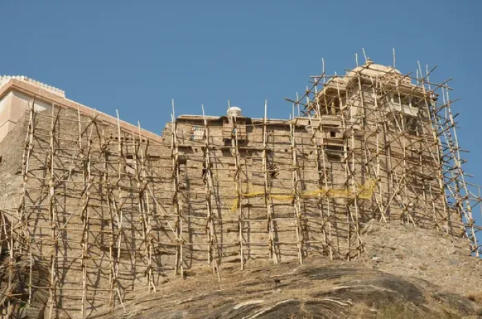 Framed Print : Scaffolding made of tree branches, Kumbhalgarh Fort, Kumbhalgarh, Rajasthan, India Framed Print : Scaffolding made of tree branches, Kumbhalgarh Fort, Kumbhalgarh, Rajasthan, India