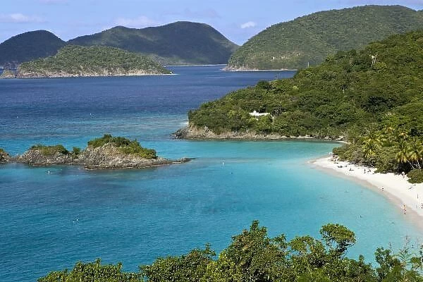 A scenic of Caneel Bay from a road at St. John U. S. Virgin Islands