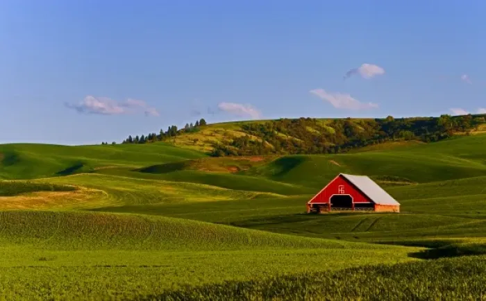 Framed Print : A scenic view of a barn in Moscow Idaho