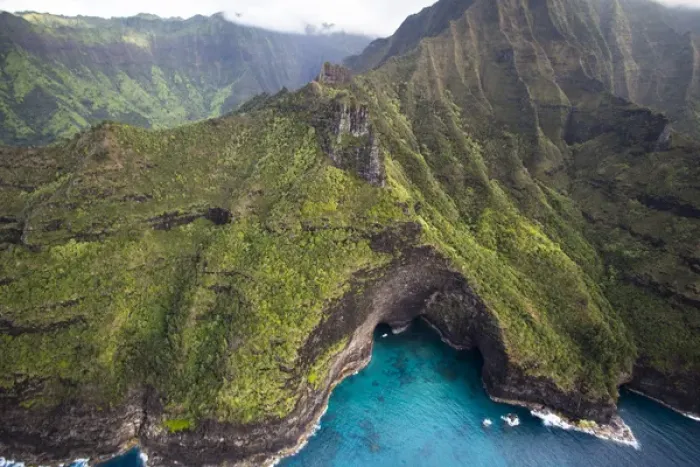 Framed Print : Scenic views of Kauai from above. The Napali Coastline is the most iconic and remonte