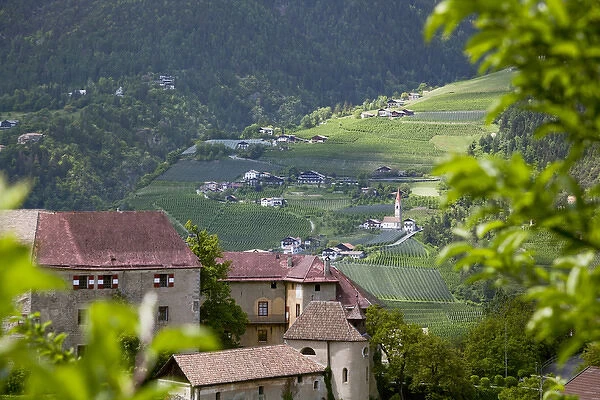 Schenna (Scena) near Meran (Merano), palace, castle with a view towards the village of tyrol