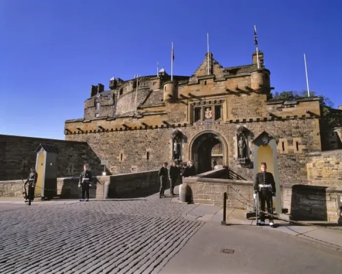 Framed Print : Scotland, East Lothian, Edinburgh. Guards stand at attention at the Gatehoues to Framed Print : Scotland, East Lothian, Edinburgh. Guards stand at attention at the Gatehoues to