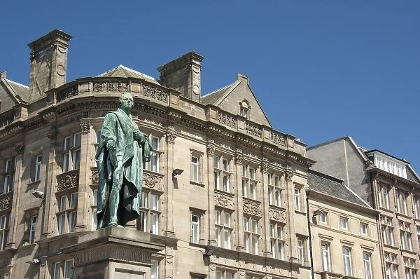 Scotland, Edinburgh. Historic George Street, statue of Pitt