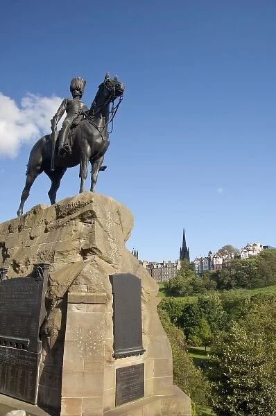 Scotland, Edinburgh, Princes Street. Royal Scots Greys Memorial to the Scottish soldiers