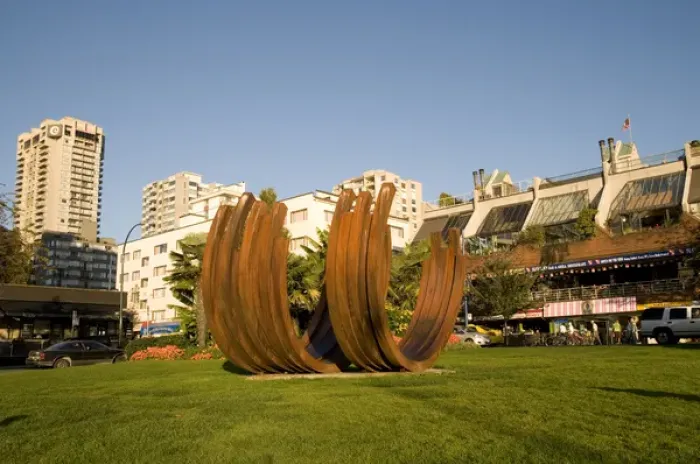 Framed Print : Sculpture ion a small park in the West End of Vancouver, BC, Canada