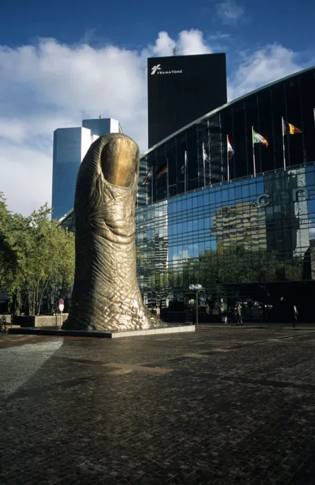 Framed Print : Sculpture Le Pouce (the thumb) by Cesar: at La Defense; Paris; France